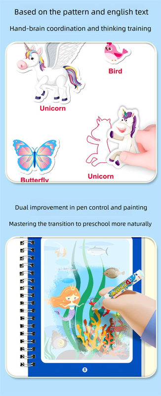 2 PCS Magic Water Colouring Book Traffic & Princess Themes Reusable Painting Activity Set Mess Free Travel Toy for Kids