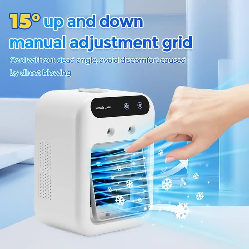 Portable 500ml Large-Capacity Air Cooler Fan - 9-Blade Strong Wind & Wide-Angle Oscillation, Easy Top-Fill Desktop Evaporative Humidifier