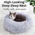 Green Cozy Donut Long Plush Cat & Dog Calming Bed(Diameter 50cm) - Double-Layer PP Cotton Filling Warming Pet Bed with Anti-Slip Base & Free Blanket