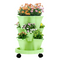 Green 3-Tier Stackable Strawberry & Vegetable Planter with Mobile Wheel Tray - Space-Saving Vertical Gardening System