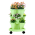 Green 3-Tier Stackable Strawberry & Vegetable Planter with Mobile Wheel Tray - Space-Saving Vertical Gardening System