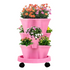 Pink 3-Tier Stackable Strawberry & Vegetable Planter with Mobile Wheel Tray - Space-Saving Vertical Gardening System