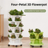 Pink 3-Tier Stackable Strawberry & Vegetable Planter with Mobile Wheel Tray - Space-Saving Vertical Gardening System