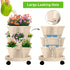 Red 3-Tier Stackable Strawberry & Vegetable Planter with Mobile Wheel Tray - Space-Saving Vertical Gardening System