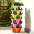 Purple 3-Tier Stackable Strawberry & Vegetable Planter with Mobile Wheel Tray - Space-Saving Vertical Gardening System