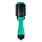 2-in-1 Black-Green Negative Ion Hot Air Styler Brush - 7-Level Temp & 3-Gear Speed, Fast Drying Blow Dryer & Volumizing Straight/Curling Comb
