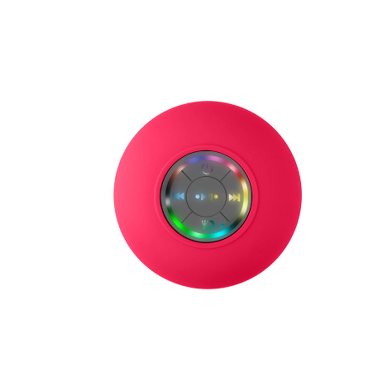 Pink IPX4 Waterproof Portable Bluetooth Shower Speaker with Suction Cup & LED Light - Multi-Use As Phone Stand, Built-in Mic for Hands-Free Calling