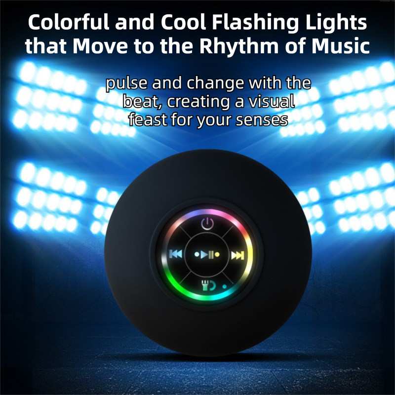 Pink IPX4 Waterproof Portable Bluetooth Shower Speaker with Suction Cup & LED Light - Multi-Use As Phone Stand, Built-in Mic for Hands-Free Calling