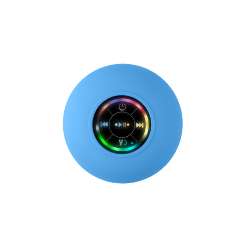 Blue IPX4 Waterproof Portable Bluetooth Shower Speaker with Suction Cup & LED Light - Multi-Use As Phone Stand, Built-in Mic for Hands-Free Calling