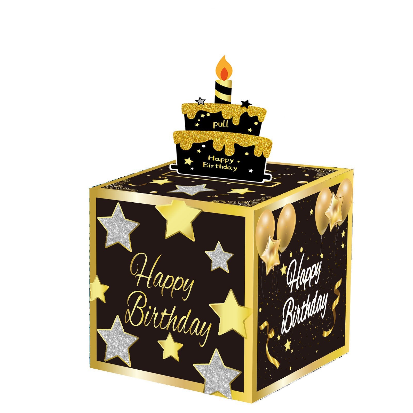 02 Black-Gold Christmas Surprise Money Pull Box - Double-Layer Digital Design for Festive Gifts, Birthday, and Holiday Party Decor