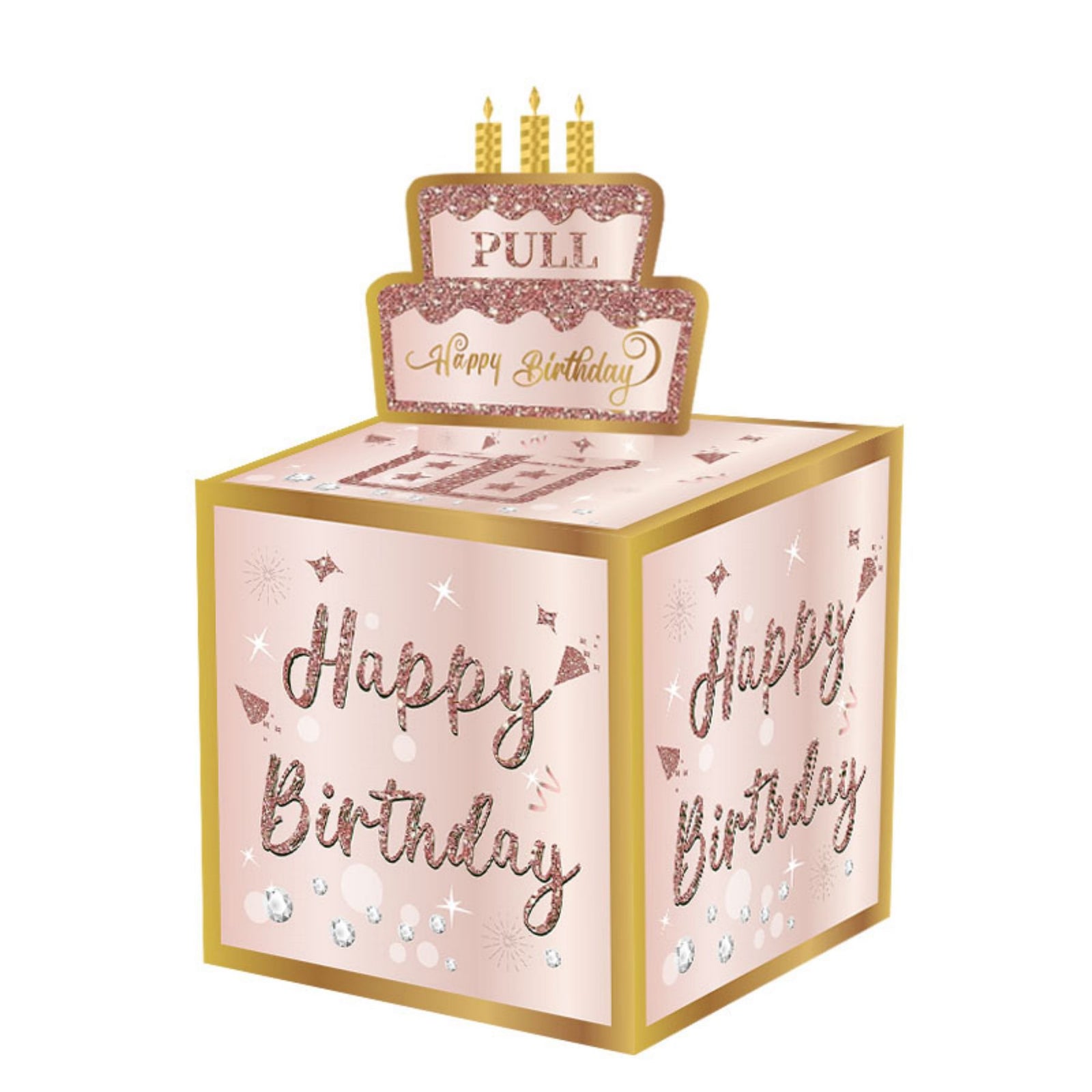 01 Pink-Gold Christmas Surprise Money Pull Box - Double-Layer Digital Design for Festive Gifts, Birthday, and Holiday Party Decor