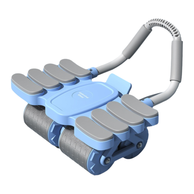 Blue 4-Wheel Automatic Rebound Ab Roller with 8 Elbow Support - Core Trainer  for Home Abdominal Muscle Workout (Beginner-Friendly)