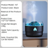 167 Black Simulation Volcano Diffuser & Humidifier - Smart Timer Ultrasonic Mister with Volcano Lava Crack Shell and Colorful Light