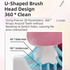 Pink Dinosaur 360° U-Shaped Electric Toothbrush Set for Teens/Adults 15 and Up Years Old - Silicone Soft Bristle Oral Cleaner with 6 Modes & 3 Large Brush Heads