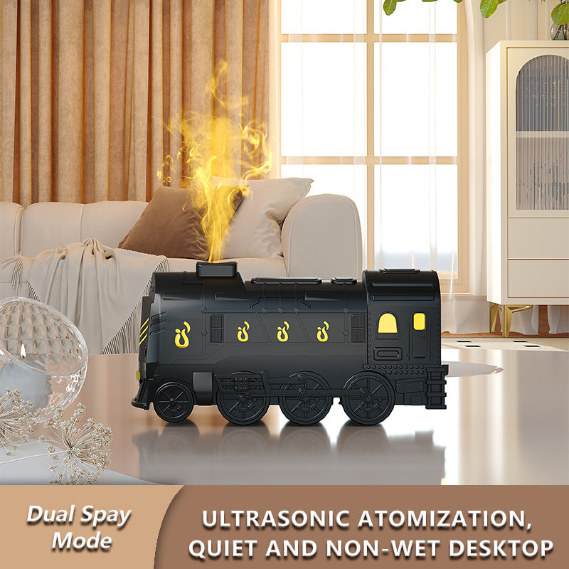 War-Armor Ultrasonic Train Humidifier & Aroma Diffuser - Large & Fine Mist Output, Water Shortage and Power-Off Protection with 7-Color LED & Mechanical Button and Remote Dual Control