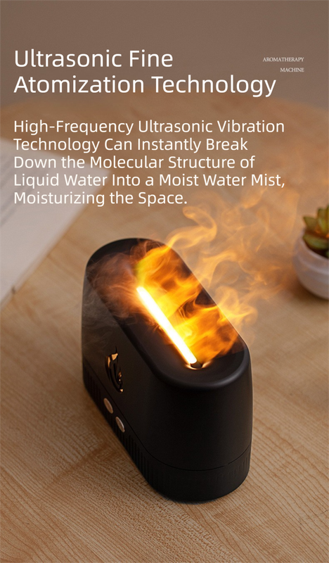 White 3D Simulation Flame Aroma Diffuser & Humidifier - Ultrasonic Desktop Mister with 7-Color LED Light and Automatic Scent Spray (200ML)