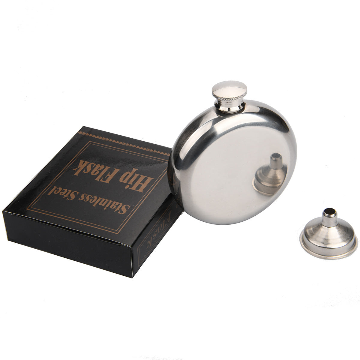 2-Pack Portable 5OZ Mirror Finish Round Hip Flask for Outdoor & Travel - Stainless Steel Pocket Liquor Bottle with Small Funnel Included