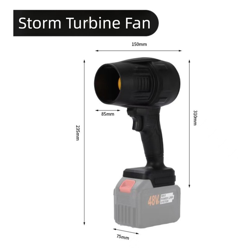 Black Ultra-High Power Cordless Turbine Air Blower With Lithium Battery & Australian Plug Kit - 30,000 RPM High Velocity and Lightweight Operation for Leaf Blowing, Snow Removal & Multi-Use