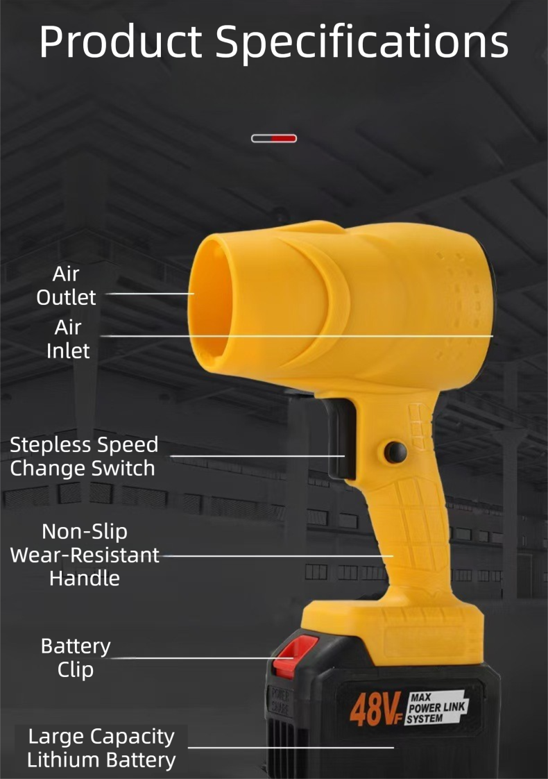 Blue Ultra-High Power Cordless Turbine Air Blower With Lithium Battery & Australian Plug Kit - 30,000 RPM High Velocity and Lightweight Operation for Leaf Blowing, Snow Removal & Multi-Use