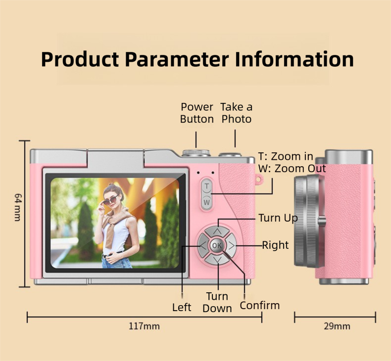Purple 4K Compact Digital CCD Camera for Vlogging & Students - Portable Point and Shoot with 2.4-inch Rotating Screen, 8X Optical Zoom, and Anti-Shake