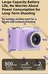 Purple 4K Compact Digital CCD Camera for Vlogging & Students - Portable Point and Shoot with 2.4-inch Rotating Screen, 8X Optical Zoom, and Anti-Shake