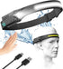 Adjustable High-Lumen Rechargeable COB LED Headlamp - 230° Wide Beam Head Torch with Wave Sensor for Camping, Hiking & Fishing