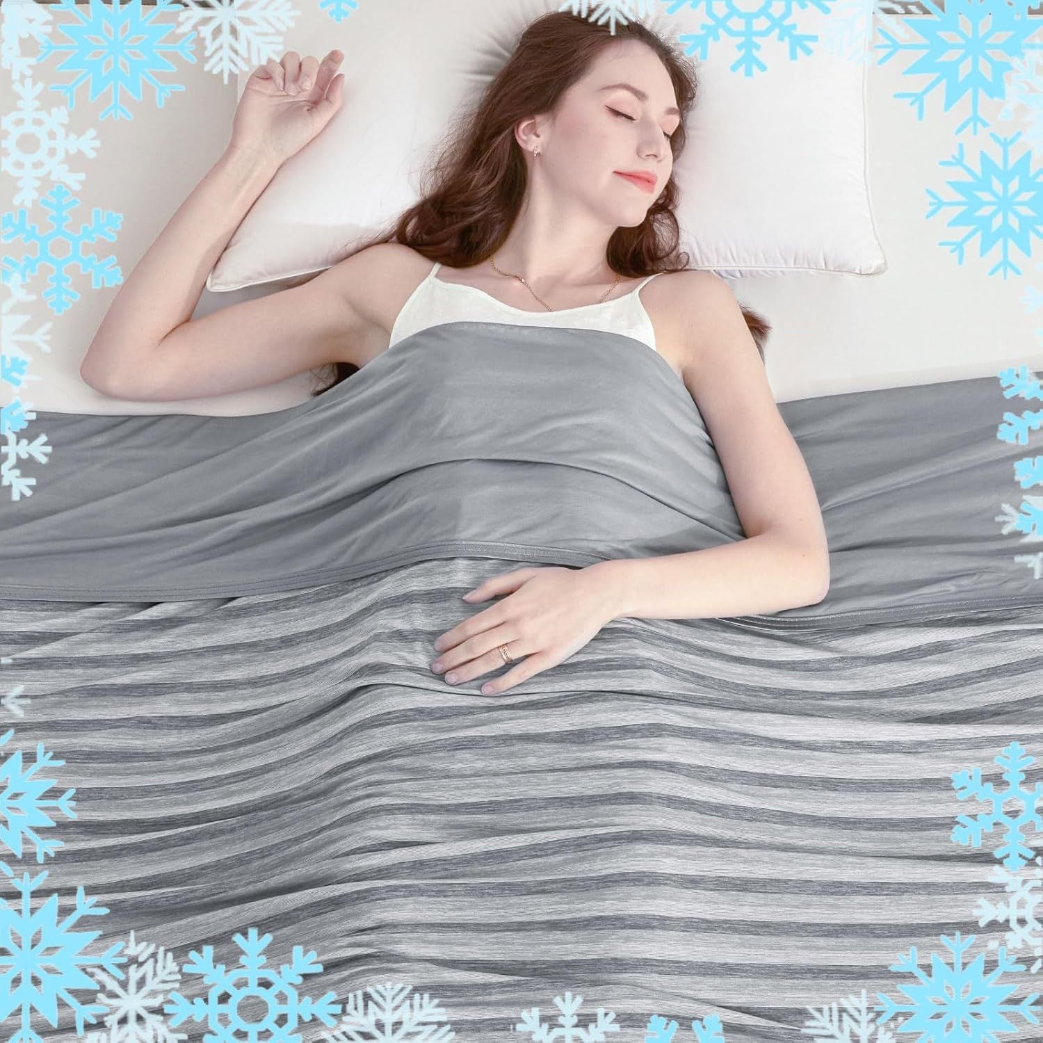 Dark Grey Queen Size 200x150CM Cooling Blanket for Hot Sleepers - Lightweight Breathable All-Season Throw, Hand / Machine Washable