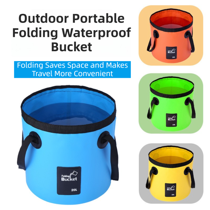 20L Orange Outdoor PVC Folding Water Bucket - Portable Fishing Barrel, Camping Water Storage, Car Washing Bag