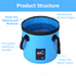 20L Yellow Outdoor PVC Folding Water Bucket - Portable Fishing Barrel, Camping Water Storage, Car Washing Bag