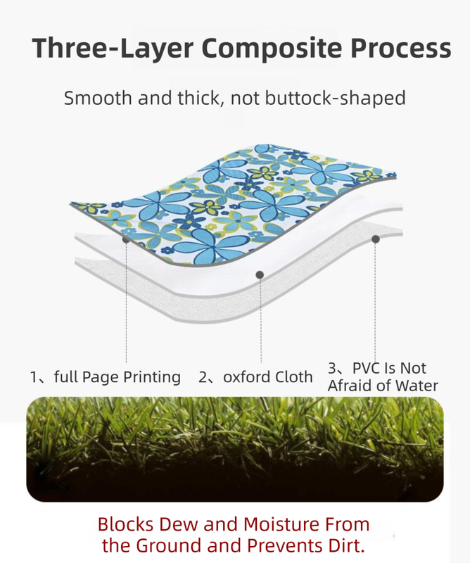 Green Leaf Pattern Foldable Waterproof & Moisture-Proof Picnic Blanket 150x100CM - 600D Three-Layer Composite Oxford Extra Large Mat for Beach & Camping