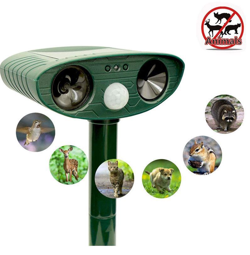 Model 703 Solar Powered Animal Repeller - Advanced Ultrasonic, Alarm & Flashing Light System