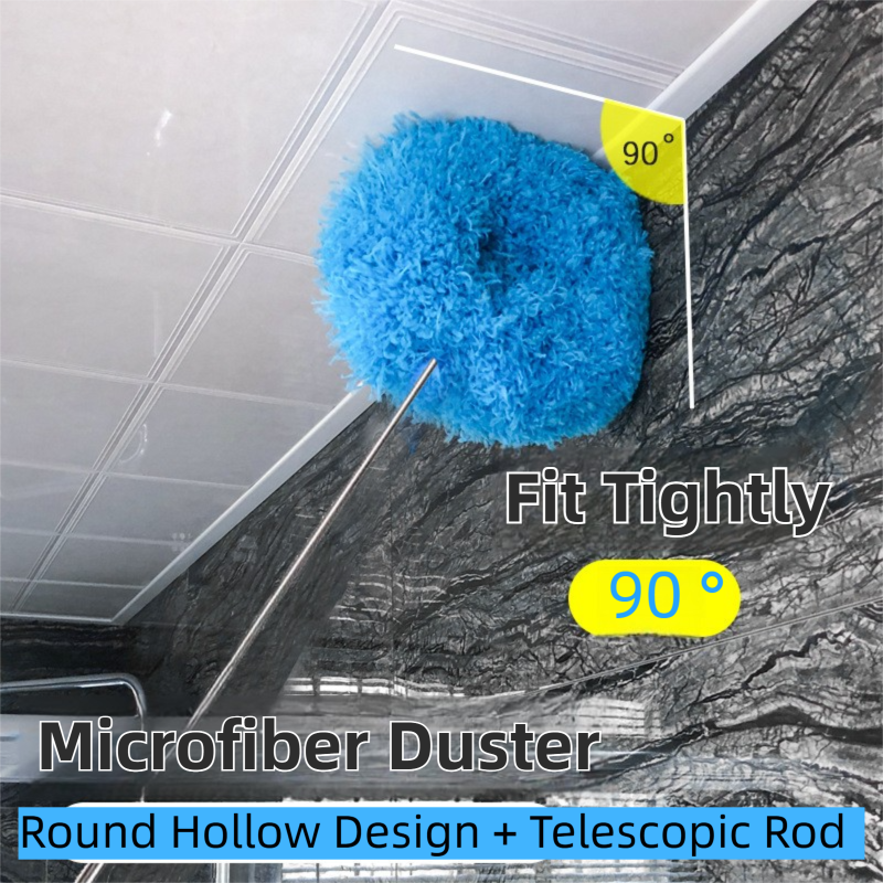 2-Pack Blue Telescopic Electrostatic Duster with 360° Hollow Ring Design - Fan Blade Cleaner, High Reach Dust Removal, Multi-Purpose