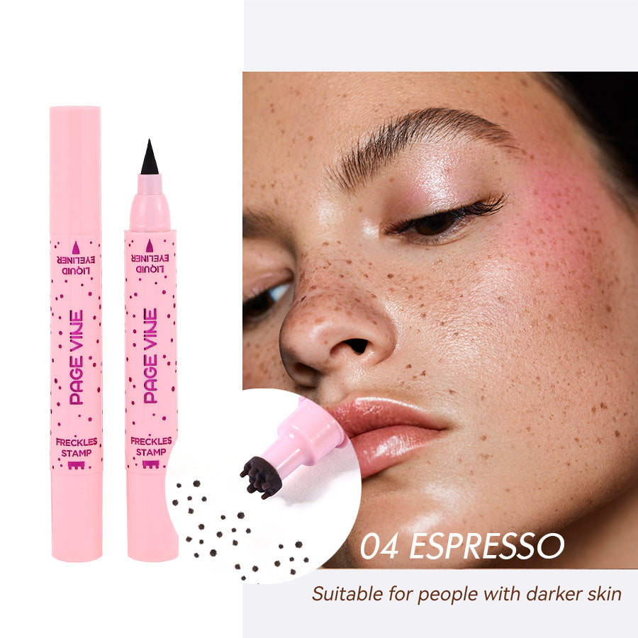2-Pack #04 Espresso 2-in-1 Double-Headed Freckle Pen & Eyeliner - Natural & Long-Lasting, Easy Coloring for Sun-Kissed Look
