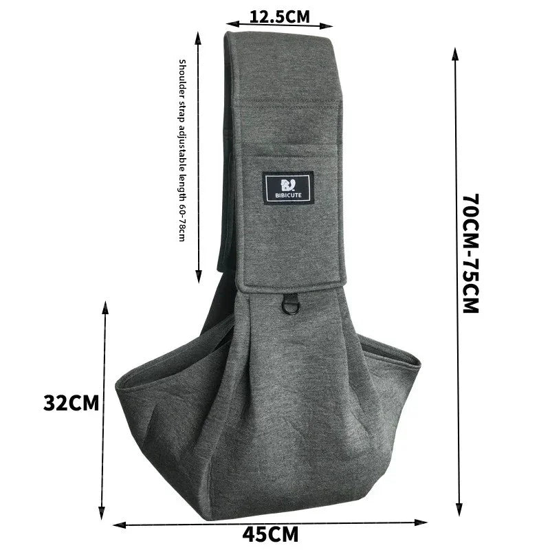 Light Grey Adjustable Pet Carrier Sling Bag - Comfortable Wide Shoulder Strap Crossbody Tote for Cats and Small Dogs (Up to 13 lbs)