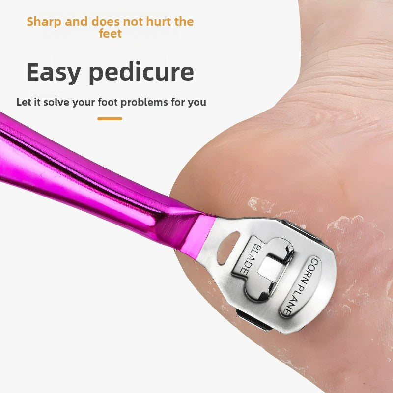 2-Pack Stainless Steel Foot Planer and Callus Remover - Professional Pedicure Tool for Dead Skin and Hard Calluses (Color Titanium)