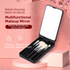Black Portable LED Makeup Mirror with Lights & Brushes (9x2.5x16CM) - Mini Foldable Desktop Vanity Mirror with Dual Color Temperature