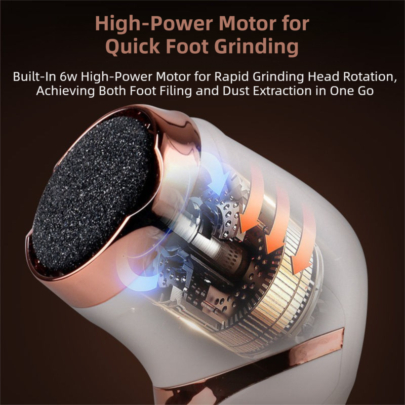 Black Portable Electronic Pedicure File Set -  Waterproof Electric Foot Callus Remover with Dual-Speed and LCD Display, USB Rechargeable