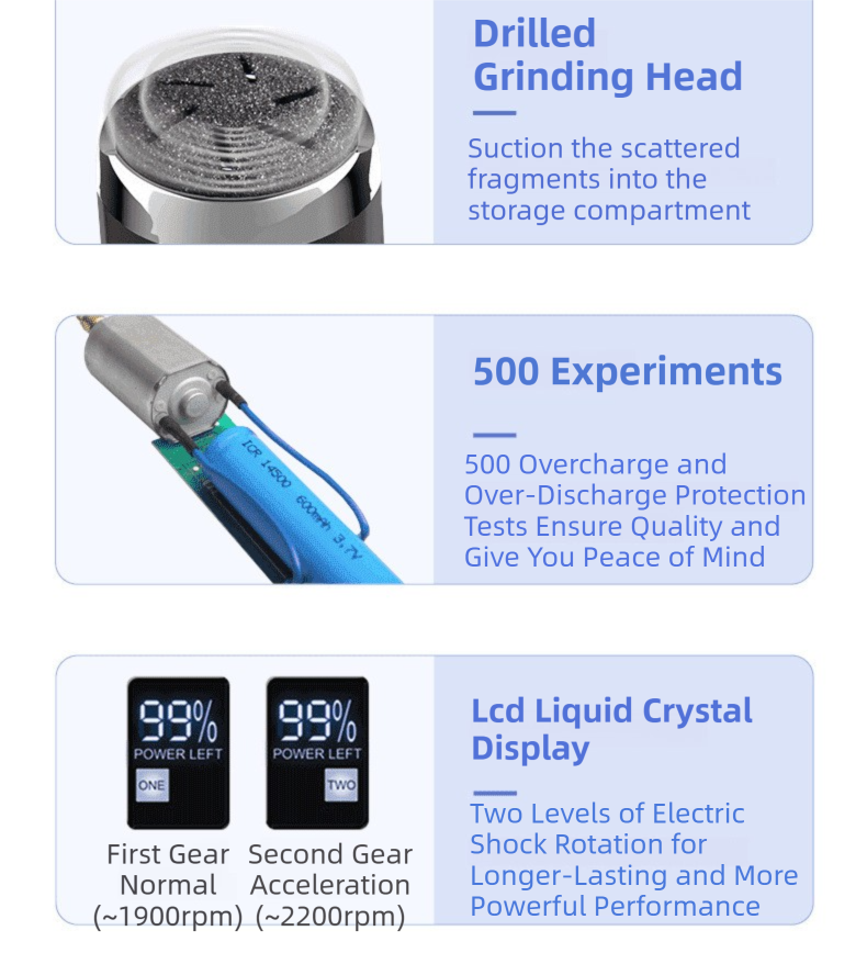 White Portable Electronic Pedicure File Set -  Waterproof Electric Foot Callus Remover with Dual-Speed and LCD Display, USB Rechargeable