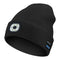 Black Removable LED Bluetooth Headphone Beanie - Washable Knit Hat with 3-Level LED Illumination & Stereo Sound, USB Rechargeable