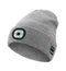 Light Grey Removable LED Bluetooth Headphone Beanie - Washable Knit Hat with 3-Level LED Illumination & Stereo Sound, USB Rechargeable