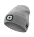 Light Grey Removable LED Bluetooth Headphone Beanie - Washable Knit Hat with 3-Level LED Illumination & Stereo Sound, USB Rechargeable