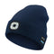 Dark Blue Removable LED Bluetooth Headphone Beanie - Washable Knit Hat with 3-Level LED Illumination & Stereo Sound, USB Rechargeable