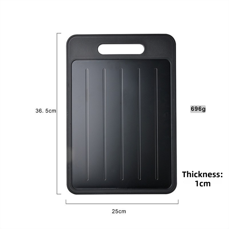 Black Aluminum Alloy Fast Thawing Dual-Sided Cutting Board(36.5x25CM) - Multifunctional Kitchen Tool with Garlic Grinder and Knife Sharpener