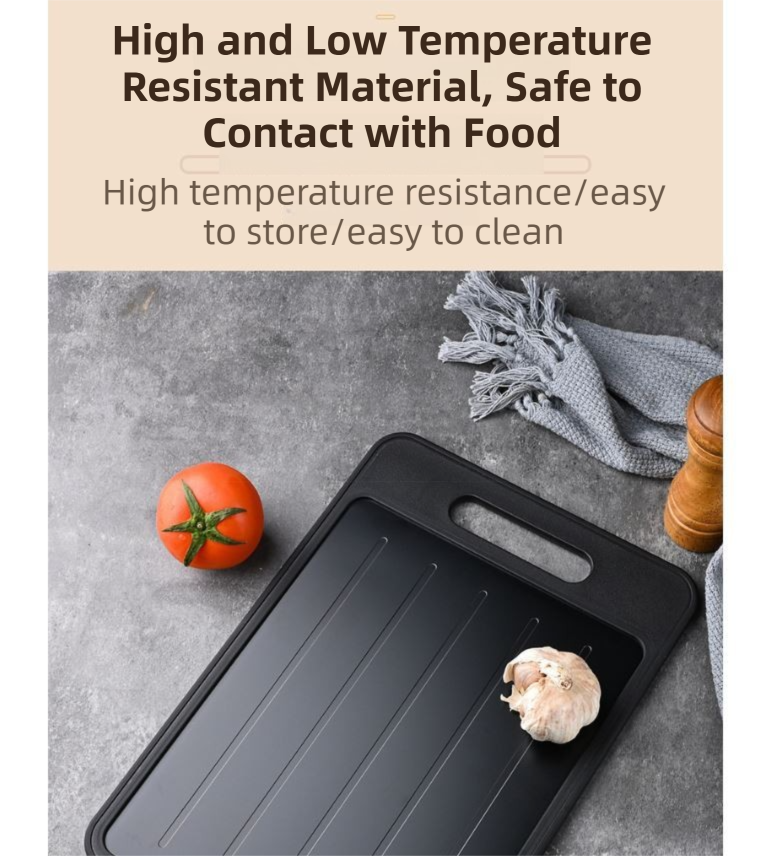 Black Aluminum Alloy Fast Thawing Dual-Sided Cutting Board(36.5x25CM) - Multifunctional Kitchen Tool with Garlic Grinder and Knife Sharpener