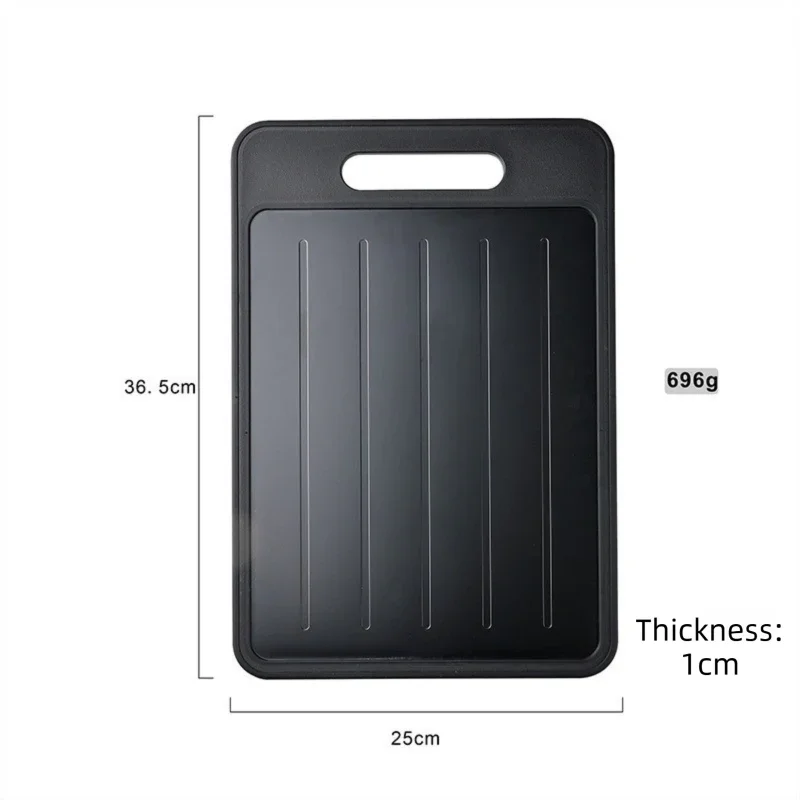 Black Aluminum Alloy Fast Thawing Dual-Sided Cutting Board(36.5x25CM) - Multifunctional Kitchen Tool with Garlic Grinder and Knife Sharpener