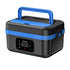 1L Black-Blue Cordless Waterless Heated Lunch Box - Portable 304 Stainless Steel Bento Box for Picnic Students Office Workers, Timed Insulation & USB Rechargeable