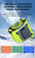 Light Green Portable Waist Fan - Construction Site Cooling Solution with 360° Turbo Ice Engine, 100 Speed Gears, and LED Light