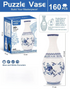 160 PCS Blue and White Porcelain 3D Puzzle Vase - DIY Interlocking Flower Vase Kit, Home Decorative and Toy Gift for Women