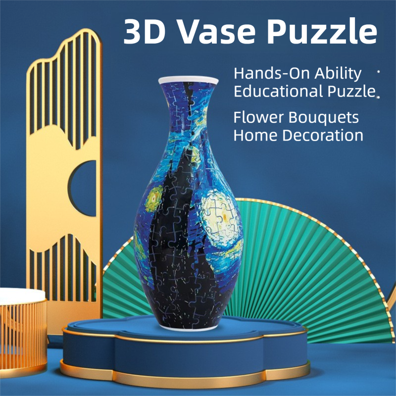 160 PCS Blue and White Porcelain 3D Puzzle Vase - DIY Interlocking Flower Vase Kit, Home Decorative and Toy Gift for Women