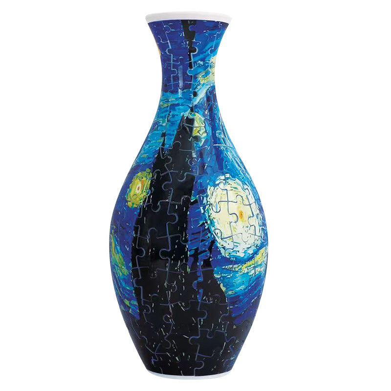160 PCS Van Gogh 3D Puzzle Vase - DIY Interlocking Flower Vase Kit, Home Decorative and Toy Gift for Women